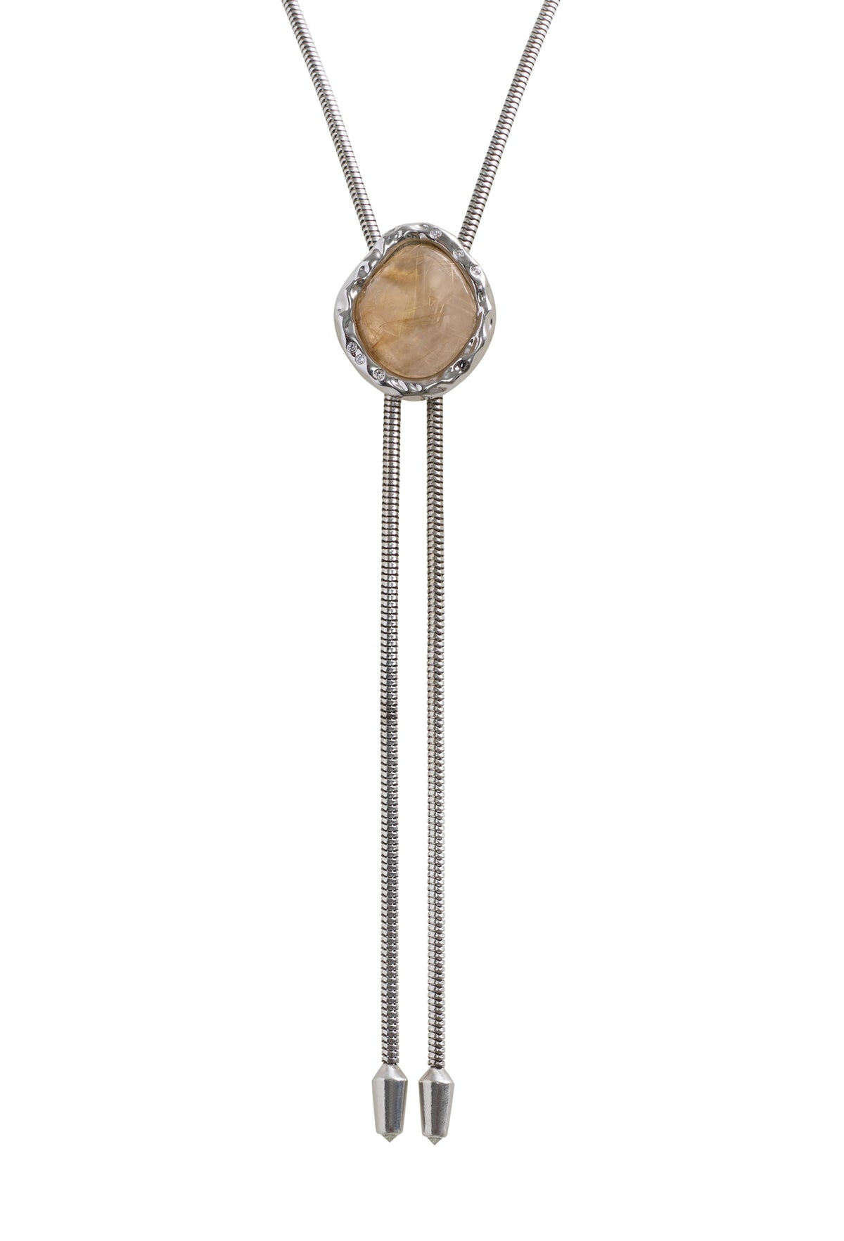 THE LOLA IN SILVER WITH GOLD RUTILATED QUARTZ