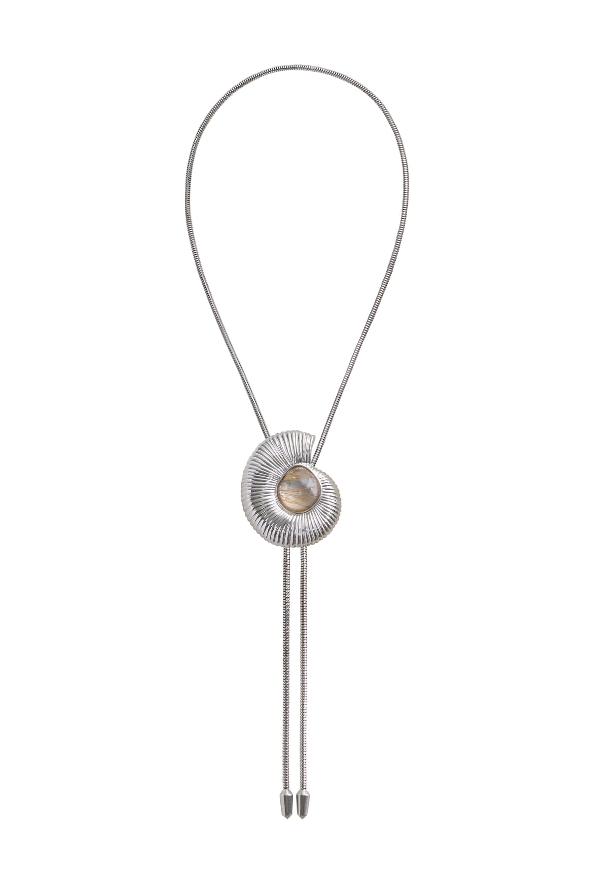 THE DELPHINE IN SILVER WITH GOLD RUTILATED QUARTZ