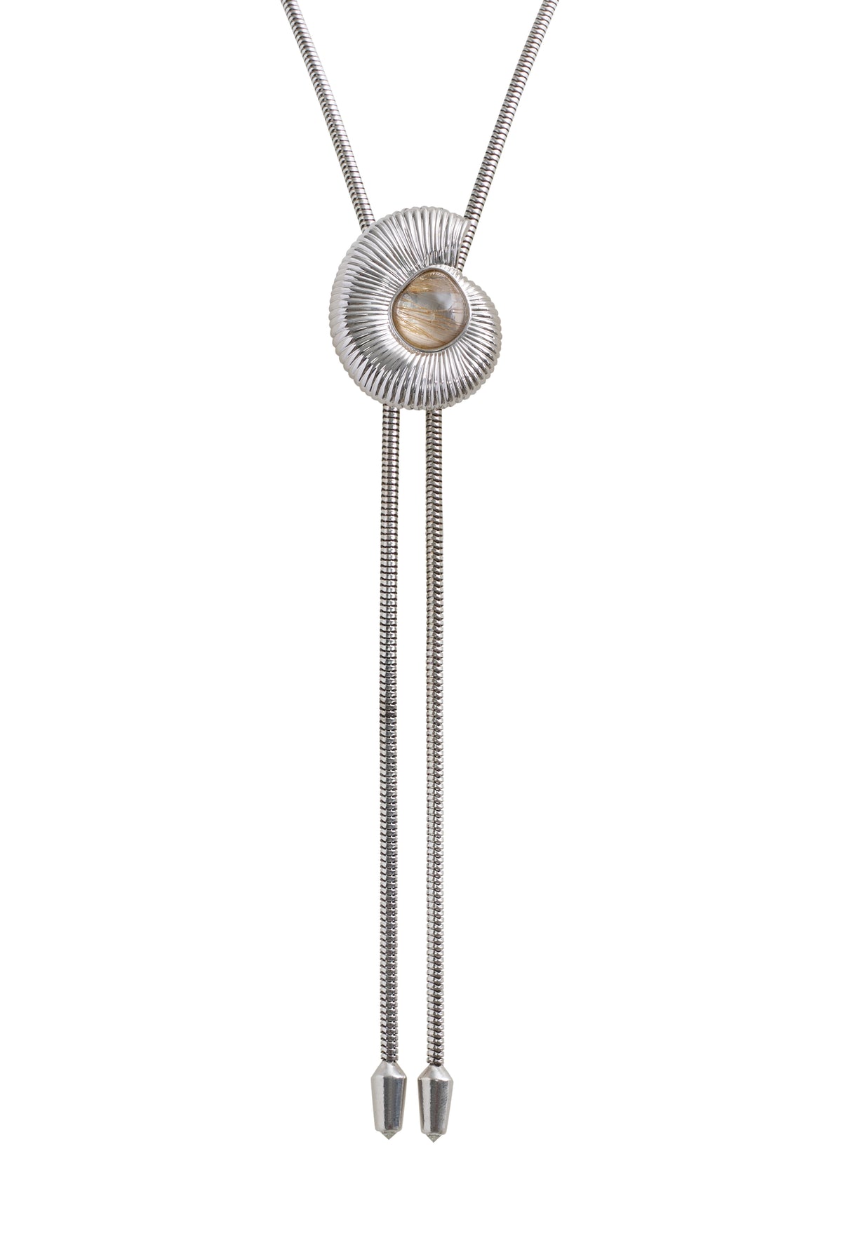 THE DELPHINE IN SILVER WITH GOLD RUTILATED QUARTZ