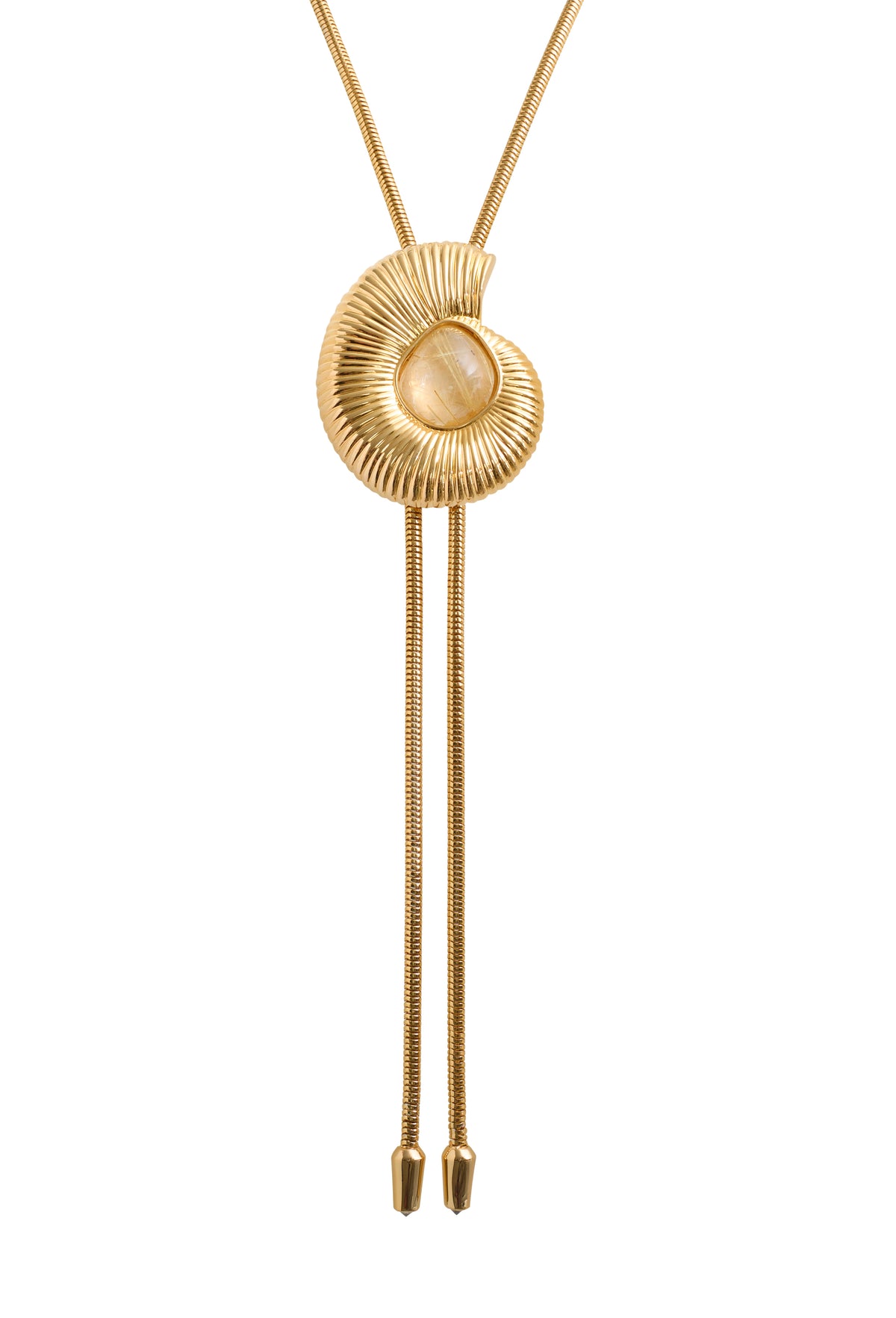 THE DELPHINE IN GOLD WITH GOLD RUTILATED QUARTZ