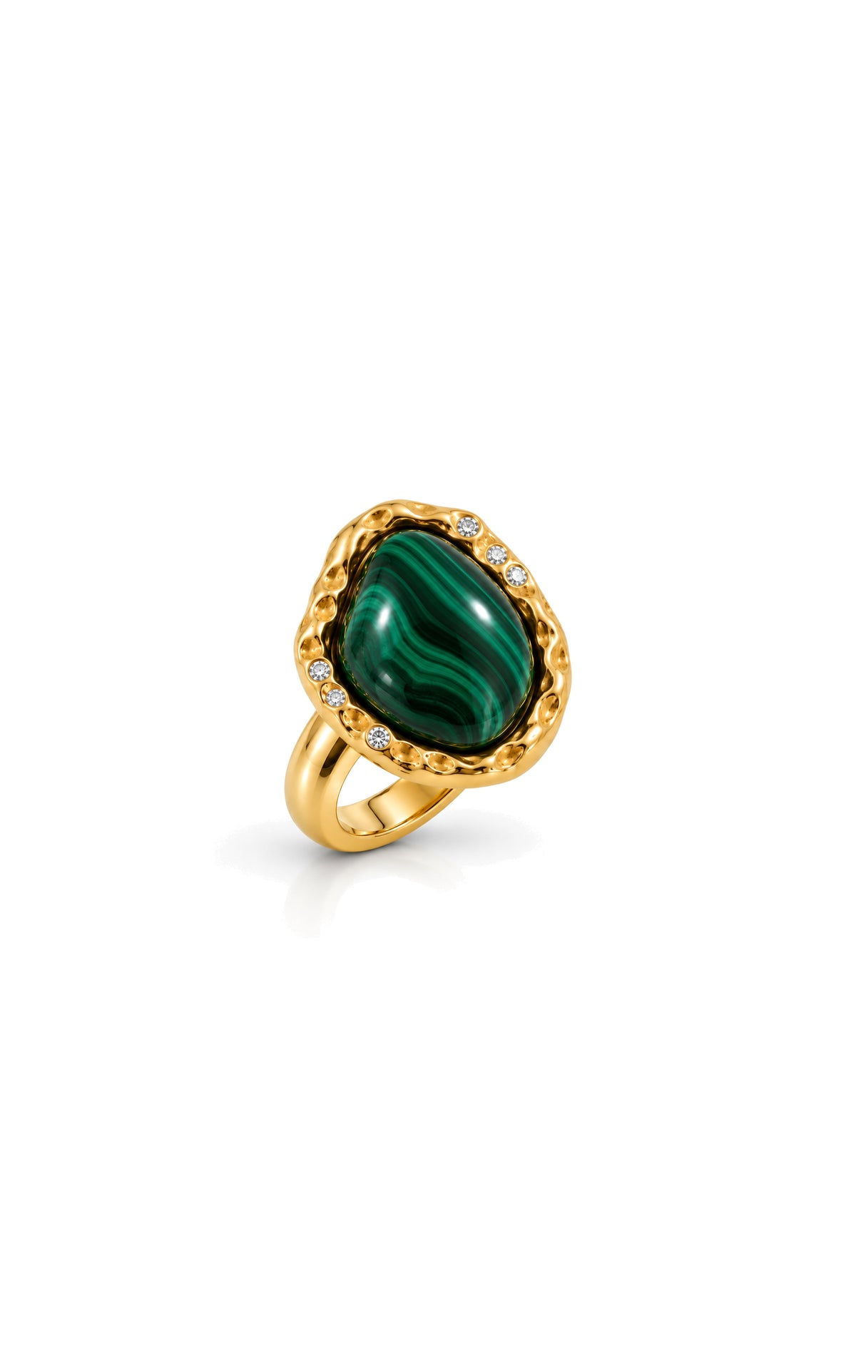 THE LOLA RING IN GOLD WITH MALACHITE