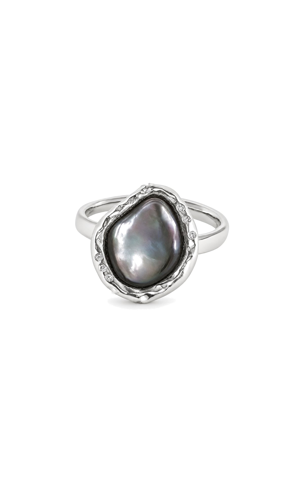 THE LOLA RING IN SILVER WITH GREY PEARL