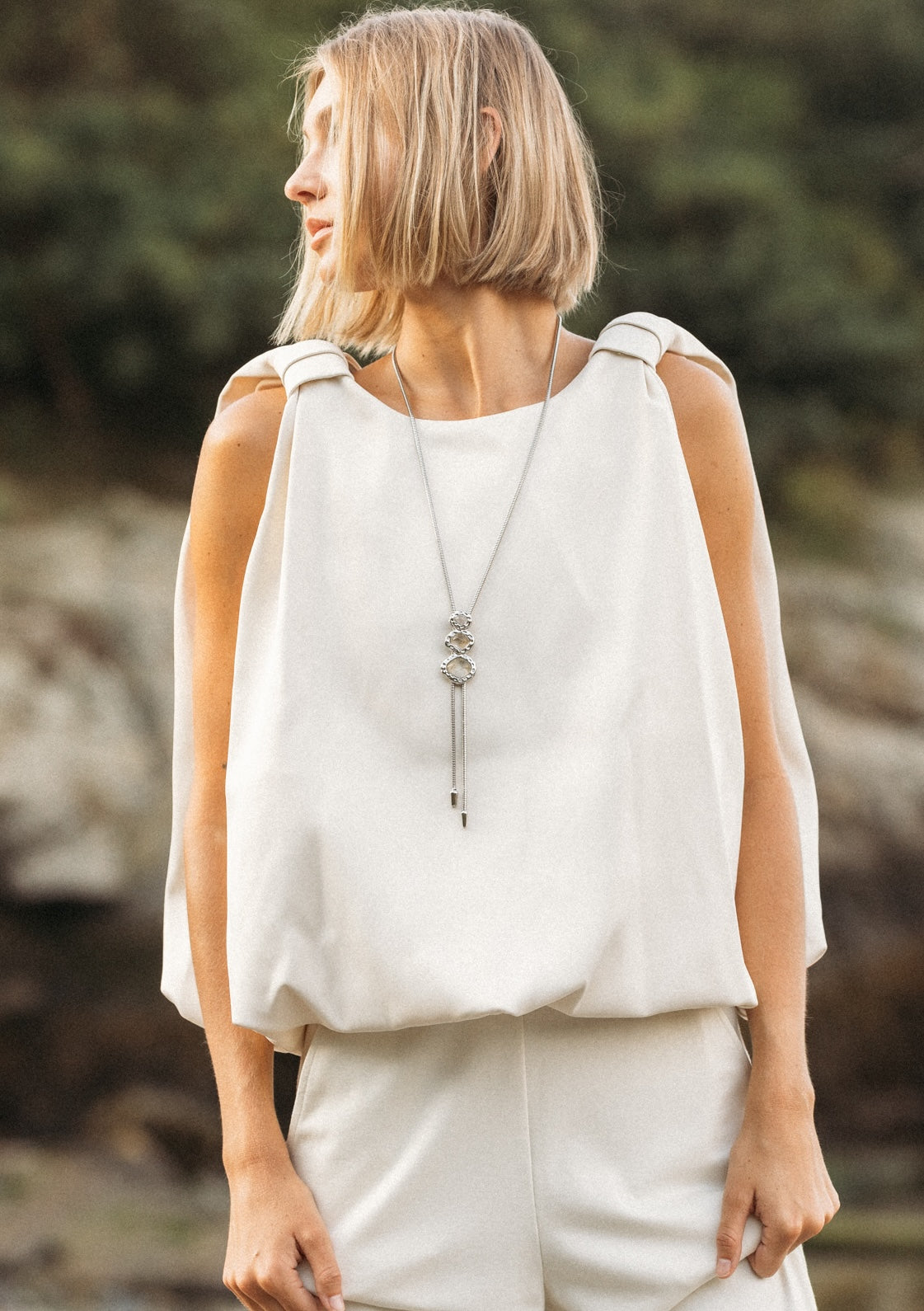 THE MERRIAM IN SILVER WITH GOLD RUTILATED QUARTZ