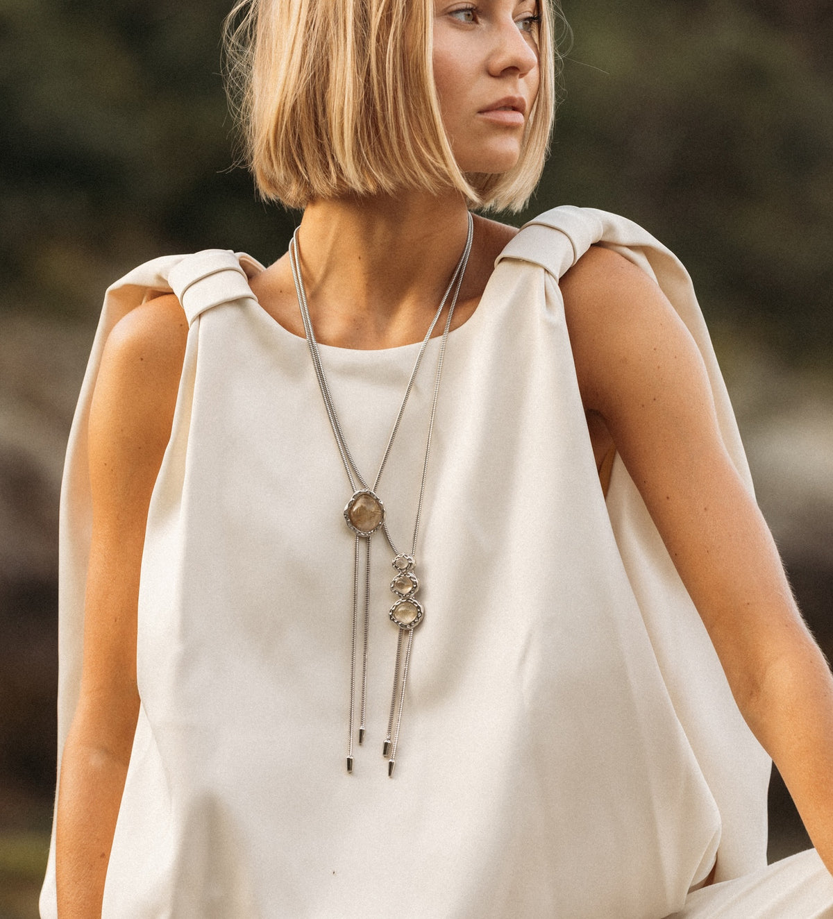 THE MERRIAM IN SILVER WITH GOLD RUTILATED QUARTZ